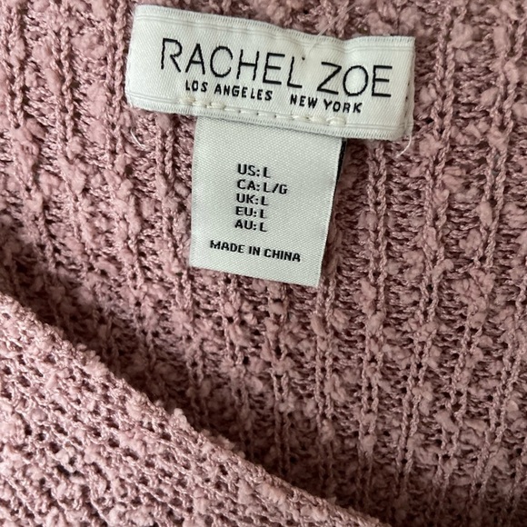 NWT Rachel Zoe dust pink V sweater size L - Picture 2 of 5
